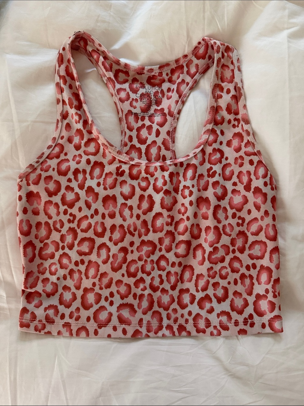Evolution and Creation Pink and White Leopard Print Racerback Tank Top